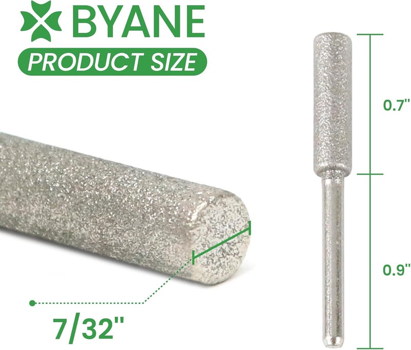 Byane Diamond Chainsaw Sharpening Bits - 7/32'' (5.5mm) Carbide Chain Grinding Stones 10PCS, Optimized for Carbide & Standard Chains, Electric Grinder Replacement - Image 2